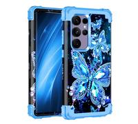 Miqala for Galaxy S24 Ultra 5G Case,Glow in The Dark Three Layer Heavy Duty Shockproof Full Protection Hard Plastic Bumper+Soft Silicone Protective Case for Samsung Galaxy S24 Ultra 6.8 inch,Crystal