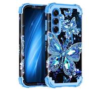 Miqala for Galaxy S25 5G Case,Glow in The Dark Three Layer Heavy Duty Shockproof Full Protection Hard Plastic Bumper+Soft Silicone Protective Case for Samsung Galaxy S25 6.2 inch,Blue Crystal