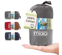 MIQIO 2-in-1 Cotton Sleeping Bag With Full Zip (Couplable): Lightweight Comfort Travel and XL Blanket in One - Summer Inner Sleeping Bag (Grey, Left)
