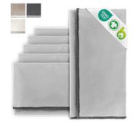 MIQIO® Design Cotton Napkins, Set of 6, 45 x 45 cm, Fabric Napkins with Elegant Decorative Stitching, Made of 100% Organic Cotton, GOTS, BCI and Ökotex Certified, Light Grey