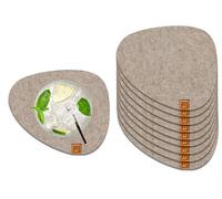 Miqio® Design Felt Coasters Stone for Glasses, Sustainable Oekotex Glass Coasters Made of Felt, 10 Coasters for Drinks, Glasses, Candles, Cups, Bar, Table Decoration
