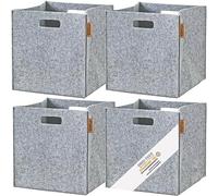Miqio® Design Felt Storage Box Set of 4 | 30 x 30 x 30 cm | Organizer Folding Box | Storage Basket | Kallax Shelf Insert | Light Grey