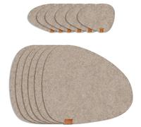 MIQIO® Felt Stone Place Mats - Set of 12 Sustainable Premium Place Mats | Tested for Harmful Substances Ökotex | Made from 100% Recycled PET Bottles | 40 x 32 cm Washable Felt Coasters + Glass