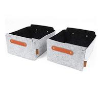 MIQIO Set of 2 Small Light Grey Rectangular Felt Storage Boxes