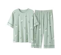 MiqiZWQ Pyjamas For Women Cool Modal Woman'S Pajamas Summer Plus Size Calf-Length Pijamas Casual Homesuits Womens Capris Sleepwear-4-M
