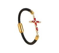 MIQNEEIDEIP Crystal Cross Leather Strap Bracelet Classic Man Woman Party Religious Gift Stainless Steel Jewelry