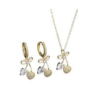 MIQNEEIDEIP Fruit Cherry 2pcs Jewelry Earrings Necklace Bracelet Luxury For Woman Party Wedding Lucky Gift Jewelry