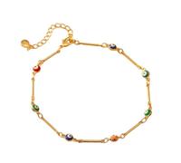 MIQNEEIDEIP New 2026 18K Gold Plated Colorful Oil Dripping Process Round Eyes Adjustable Size Link Chain Anklet For Women Beach Waterproof Decoration Jewelry Luxury Accessories Trendy Best Gift