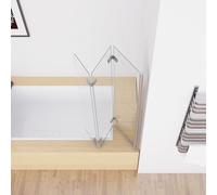 MIQU 100 x 140 cm Shower Screen for Bathtub Shower Enclosure with 3-Piece Folding Wall 6 mm Nano Tempered Glass Swivelling Foldable Glass Wall Shower Screen Bath Attachment