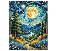 Miquans Art Landscape Paint by Numbers Adult Kit, Paint by Numbers Kit, Forest Moon Adults Paint by Number Great for Gift Home Wall Decor(12x16inch)
