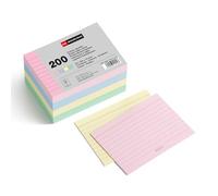 Miquelrius 200 Note Cards - Horizontal Ruled A7 Size 74x105mm 200gsm Offset Pastel