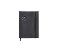 MIQUELRIUS 2021 Luxor Annual Diary - Catalan Day Page, Size 122 x 168 mm, Paper 70 g, Semi-Leather Cover, Black