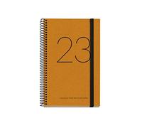 Miquelrius - 2023 Recycled Yearly Diary - Day Page - Active Size 117 x 182 mm - Recycled Cardboard Cover - Spiral - Spanish, English and Portuguese - Yellow