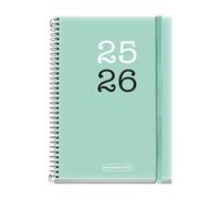 Miquelrius - 2025 2026 School Diary, 12 Month Planning: September to August, Size 117 x 174 mm, Day Page, Opaque Polypropylene Cover, Elastic Closure, Spanish-English