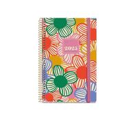 Miquelrius - 2025 Diary, 117 x 182 mm, Day Page Agenda, Laminated Cardboard Cover, Spiral, Elastic Closure, Paper 80 g/m², Spanish, English and Portuguese, Flowery