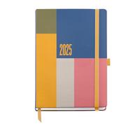 Miquelrius - 2025 Diary, Size 155 x 213 mm, Day Page Agenda, Laminated Cardboard Cover, Spiral, Elastic Closure, Paper 80 g/m², Spanish, English and Portuguese, Colour Block