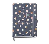 Miquelrius - 2025 Diary, Yearly Agenda 122 x 168 mm, Day Page Agenda, Laminated Cardboard Cover, Spiral, Elastic Closure, Paper 80 g/m², Catalan, English and Portuguese, Moons