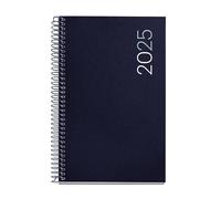 Miquelrius - 2025 Diary, Yearly Diary 117 x 182 mm, Day Page Agenda, Flexible Polypropylene Cover, Spiral, Paper 80 g/m², Spanish, English and Portuguese, Navy Blue