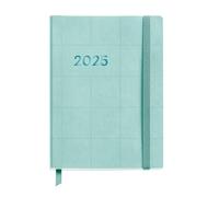 Miquelrius - 2025 Diary, Yearly Diary 122 x 168 mm, Day Page Agenda, Flexible Cover with Stitched Leather, 80 g/m² Paper, Spanish, English and Portuguese, Aqua Colour