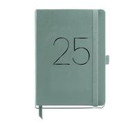Miquelrius - 2025 Diary, Yearly Diary 155 x 213 mm, Day Page Agenda, Flexible Cover with Stitched Leather, Elastic Closure, Inner Pocket, Paper 80 g/m², Catalan, English and Portuguese, Green