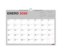 Miquelrius - 2026 Basic Wall Calendar, A3 Annual Organizer: 420 x 296 mm, with note space, double spiral binding, 12 month planner, Spanish