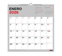 Miquelrius - 2026 Basic Wall Calendar, Annual Organiser 300 x 300 mm, with Note, Double Spiral Binding, 12 Month Planner, Spanish