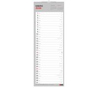Miquelrius - 2026 Basic Wall Calendar, Yearly Organiser 155 x 430 mm, with Note, Double Spiral Binding, 12 Month Planner, Spanish