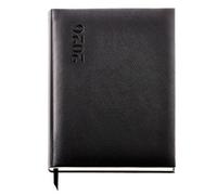 Miquelrius - 2026 Day Page Diary, Daily Planning, Large Similar Size A4 (210 x 270 mm), Hard Cover Stitched in Faux Leather, ES-EN-PT, Black