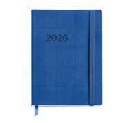 Miquelrius - 2026 Day Per Page Diary, Flexible and Easy to Carry (122 x 168 mm), Soft Leather-Like Stitched Cover, 80 gsm Paper, Daily Planning, ES-EN-PT, Navy Checked
