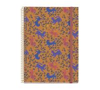 Miquelrius - 2026 Day Per Page Diary, Similar A5+ (155 x 213 mm), Daily Planning, Hard Cardboard Cover, Spiral, Elastic Closure, Paper 80 g/m², ES-EN-PT, Leopard