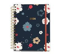 Miquelrius - 2026 Day Per Page Diary, Similar A5+ (164 x 218 mm), Double Wirebound, Laminated Cardboard Cover, 100 g/m² Paper, Daily Planning, 6 Languages, Stickers, Arno Dufour Design, Rosette