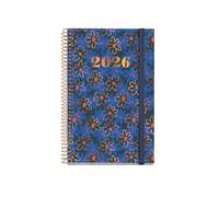 Miquelrius - 2026 Day Per Page Diary, Similar A6+ (117 x 182 mm), Daily Planning, Hard Cardboard Cover, Spiral, Elastic Closure, Paper 80 g/m², ES-EN-PT, Daisies