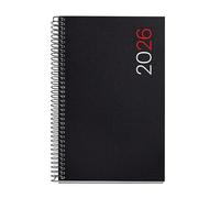 Miquelrius - 2026 Day Per Page Diary, Similar A6+ (117 x 182 mm), Polypropylene Flexible Cover, Spiral, Paper 80 g/m², Daily Planner, ES-EN-PT, Black
