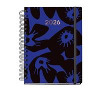 Miquelrius - 2026 Day Per Page Diary, Size 160 x 218 mm, Daily Planning, Double Wirebound, Laminated Cardboard Cover, 100 g/m² Paper, 6 Languages, Stickers, Marguerita Collection, Bloom