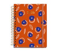 Miquelrius - 2026 Day Per Page Diary, Size 160 x 218 mm, Daily Planning, Double Wirebound, Laminated Cardboard Cover, 100 g/m² Paper, 6 Languages, Stickers, Marguerita Collection, Flourish