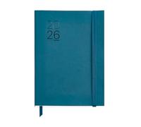Miquelrius - 2026 Day to a Page Diary, Similar A5+ (155 x 213 mm), Daily Planning, Flexible Cover with Stitched Leather, Paper 80 g/m², ES-EN-PT, Blue