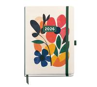 Miquelrius - 2026 Day to Page Diary, Similar A5+ (155 x 213 mm), Daily Planning, Hard Cardboard Cover, Spiral, Elastic Closure, Paper 80 g/m², CAT-EN-PT, Mini Garden