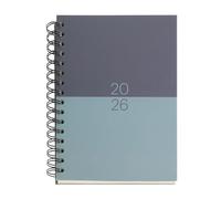 Miquelrius - 2026 Diary 16 Months, A5+ Size, Weekly Planner: September'25 to December'26, Week View, Metallic Spiral, Lined Cardboard Cover, Spanish-English-Portuguese