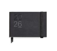Miquelrius - 2026 Week to View Diary, Pocket Pocket (105 x 74 mm), Weekly Planning, Flexible Cover Imitation Leather Stitched, Paper 80 g/m², Catalan-EN-PT, Black