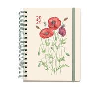 Miquelrius - 2026 Week to View Diary, Similar A5+ (160 x 218 mm), Weekly Planning, Double Spiral, Laminated Cardboard Cover, 100 g/m² Paper, 6 Languages, Stickers, Design Between Dos, Poppy