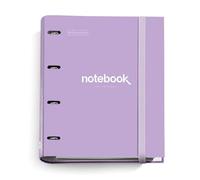 Miquelrius - A4 4 Ring Binder + Refill 100 A4 Sheets, Small Squares 5 mm, Paper 90 g/m², Rubber Closure, School and Office Supplies, Organisers, Lavender Emotions