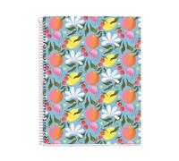 Miquelrius - A4 Notebook (210 x 297 mm), 100 70 g/m² Lined Sheets, Rigid Cardboard Cover, 4 Colour Bands, Spiral, 4 Holes, Ruled Notebook, Cute Stationery, Floral