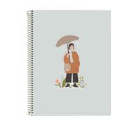 Miquelrius - A4 Notebook, 4 Colour Stripes, 5 x 5 mm, 120 Sheets of 70 g/m², Spiral, Squared Notebook, Nordic Melody Collection, Rain