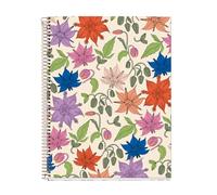 Miquelrius - A4 Notebook, 4 Colour Stripes, Horizontal Ruled 7 mm, 120 Sheets of 70 g/m², Spiral, Ruled Notebook, Vintage Lily Collection, Flowers