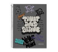 Miquelrius - A4 notebook, 5 mm grid, hardcover notebook, A4 notebook with 120 micro-perforated sheets, A4 notebook with 4 colours to organize, Extra Opaque paper 70 g/m², 4 holes for filing