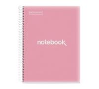 Miquelrius - A4 Notebook Emotions, 160 Sheets 90 g/m², 5 x 5 mm Square, 8 Coloured Stripes, Microperforated Spiral, Polypropylene Cover, 4 Drills, Pink