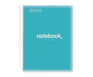 Miquelrius - A4 Notebook Emotions, 160 Sheets 90 g/m², 5 x 5 mm Square, 8 Coloured Stripes, Microperforated Spiral, Polypropylene Cover, 4 Drills, Sky Blue
