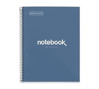 Miquelrius - A4 Notebook Emotions, 80 Sheets 90 g/m², Horizontal Ruled 7 mm, 1 Colour Stripe, Micro-Perforated Spiral, Lined Notebook, Extra Rigid Cover, 4 Drills, Navy Blue