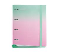 Miquelrius - A4 polyfoam Plastic Ring Binder, Carpebloc with a Refill of 100 Squared Sheets + 4 dividers + 1 Polypropylene Envelope, 4 Ring Binder, Rubber Closure, Mint & Pink