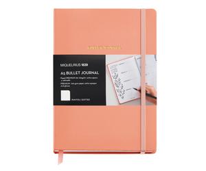 Miquelrius A5 Faux Leather Bullet Journal Peach with 96 Dotted Sheets